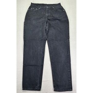 Vintage LEE Women's 16 MED Black Denim Jeans High Rise Tapered Western MADE USA